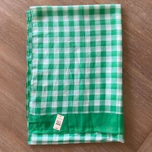 NWT Talbot's Green Gingham Silk-Cotton Blend Scarf Wrap